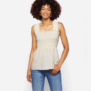Market & Spruce Celia Sleeveless Smocked Linen Top. Off white. Size medium.
